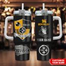 Pittsburgh Steelers NFL Silver Logo Custom Stanley Quencher 30oz-40oz Stainless Steel Tumbler Hot And Cold Tumbler