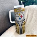 Pittsburgh Steelers NFL Glitter Leopard Print Custom Stanley Quencher 30oz-40oz Stainless Steel Tumbler Hot And Cold Tumbler