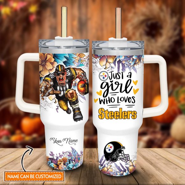 Garfield Pittsburgh Steelers Cartoon Custom Stanley Quencher 30oz-40oz Stainless Steel Tumbler Hot And Cold Tumbler