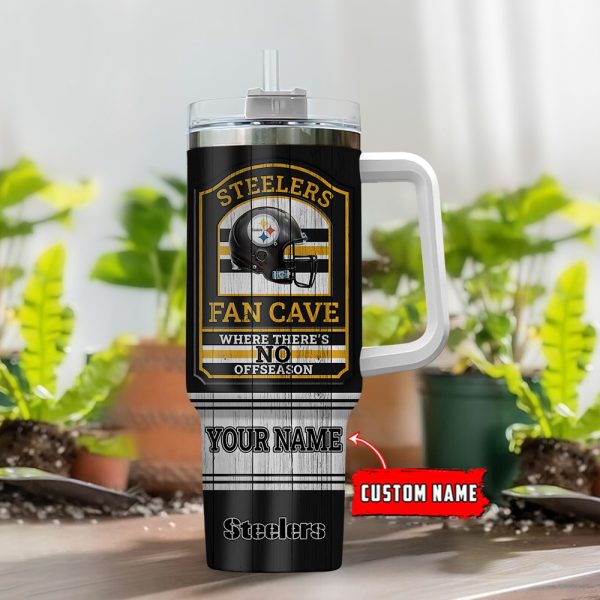 Pittsburgh Steelers NFL Fan Cave Custom Stanley Quencher 30oz-40oz Stainless Steel Tumbler Hot And Cold Tumbler - Image 2