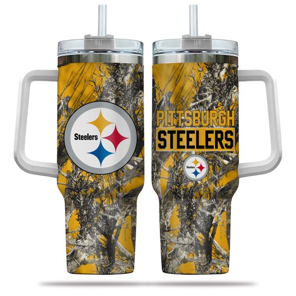 Pittsburgh Steelers NFL Hunting Custom Stanley Quencher 30oz-40oz Stainless Steel Tumbler Hot And Cold Tumbler
