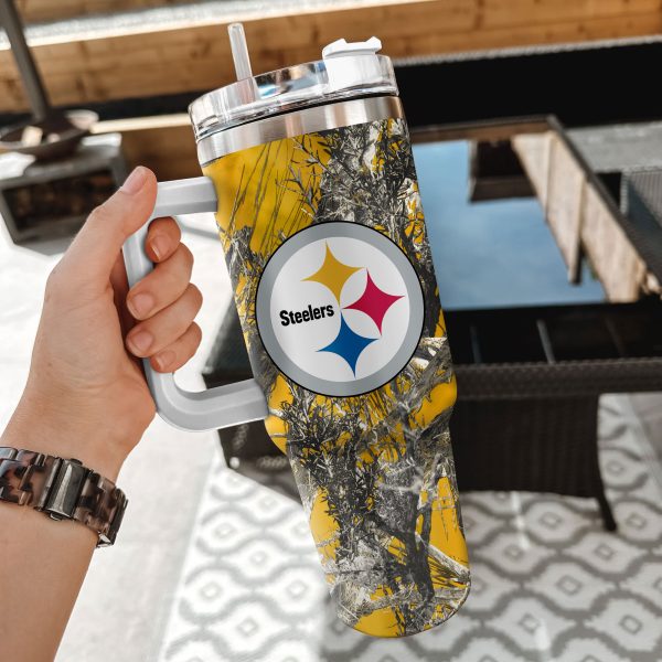 Pittsburgh Steelers NFL Hunting Custom Stanley Quencher 30oz-40oz Stainless Steel Tumbler Hot And Cold Tumbler - Image 2