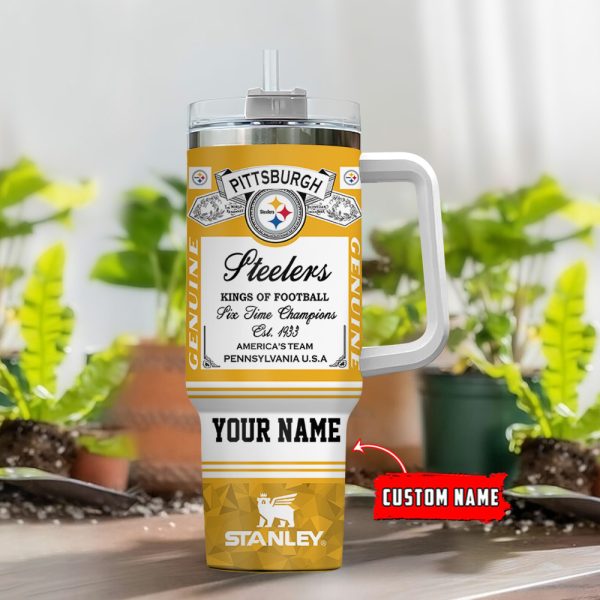 Pittsburgh Steelers NFL Kings Of Football Custom Stanley Quencher 30oz-40oz Stainless Steel Tumbler Hot And Cold Tumbler - Image 2