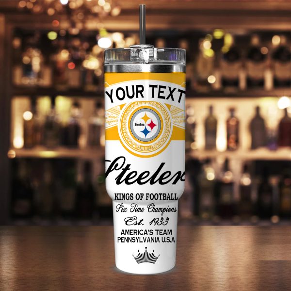 Pittsburgh Steelers NFL Kings Of Football Custom Stanley Quencher 30oz-40oz Stainless Steel Tumbler Hot And Cold Tumbler - Image 2
