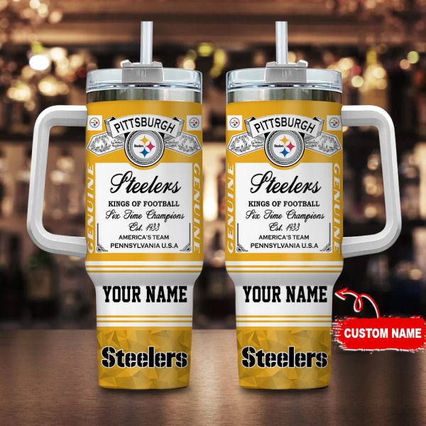 Pittsburgh Steelers NFL Kings of Football Custom Stanley Quencher 30oz-40oz Stainless Steel Tumbler Hot And Cold Tumbler