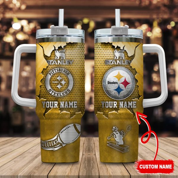 Pittsburgh Steelers NFL Metal Style Custom Stanley Quencher 30oz-40oz Stainless Steel Tumbler Hot And Cold Tumbler