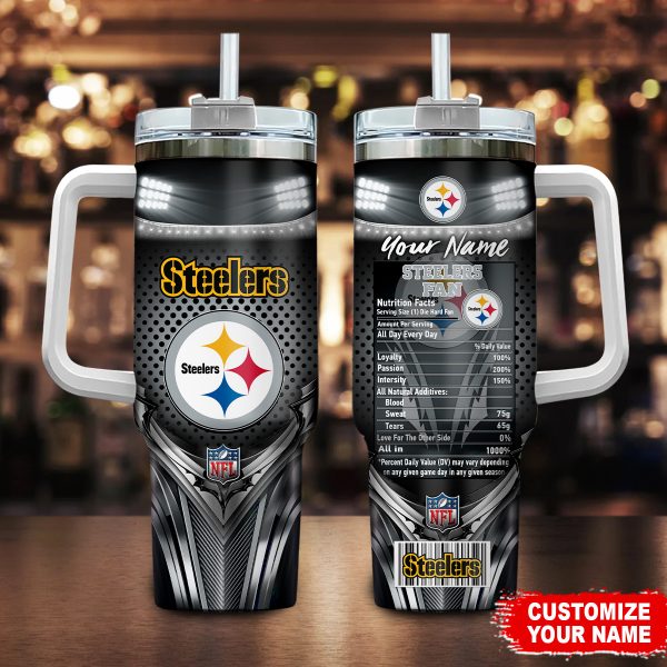 Pittsburgh Steelers NFL Nutrition Facts Custom Stanley Quencher 30oz-40oz Stainless Steel Tumbler Hot And Cold Tumbler
