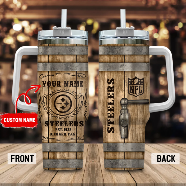 Pittsburgh Steelers NFL Diehard Fan Custom Stanley Quencher 30oz-40oz Stainless Steel Tumbler Hot And Cold Tumbler