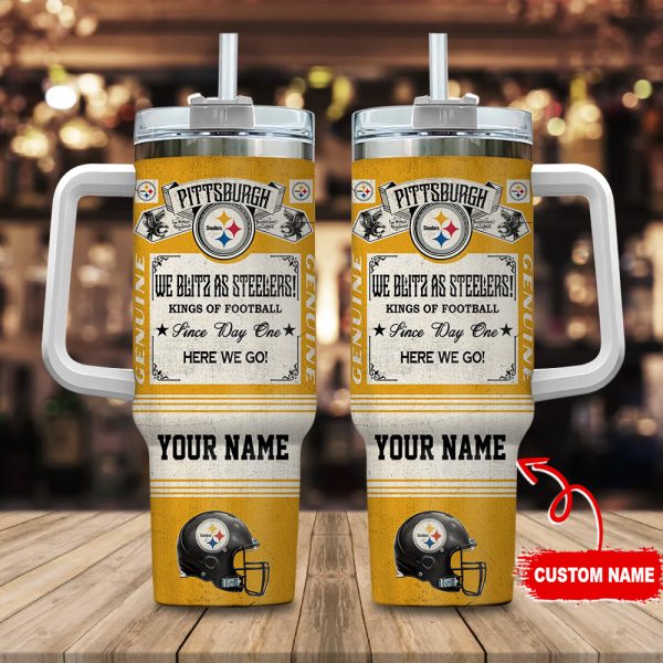 Pittsburgh Steelers NFL Vintage Kings Of Football Custom Stanley Quencher 30oz-40oz Stainless Steel Tumbler Hot And Cold Tumbler