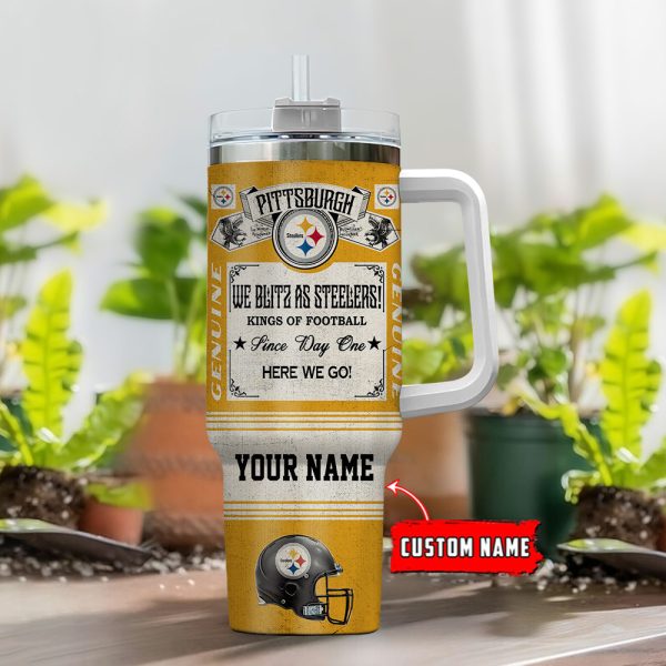 Pittsburgh Steelers NFL Vintage Kings Of Football Custom Stanley Quencher 30oz-40oz Stainless Steel Tumbler Hot And Cold Tumbler - Image 2