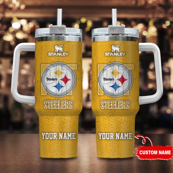 Pittsburgh Steelers NFL 3D Logo Custom Stanley Quencher 30oz-40oz Stainless Steel Tumbler Hot And Cold Tumbler