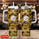 Pittsburgh Steelers NFL Camouflage Custom Stanley Quencher 30oz-40oz Stainless Steel Tumbler Hot And Cold Tumbler