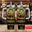 Pittsburgh Steelers NFL Glitter Golden Logo Custom Stanley Quencher 30oz-40oz Stainless Steel Tumbler Hot And Cold Tumbler