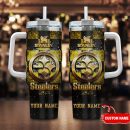 Pittsburgh Steelers NFL Glitter Golden Logo Custom Stanley Quencher 30oz-40oz Stainless Steel Tumbler Hot And Cold Tumbler