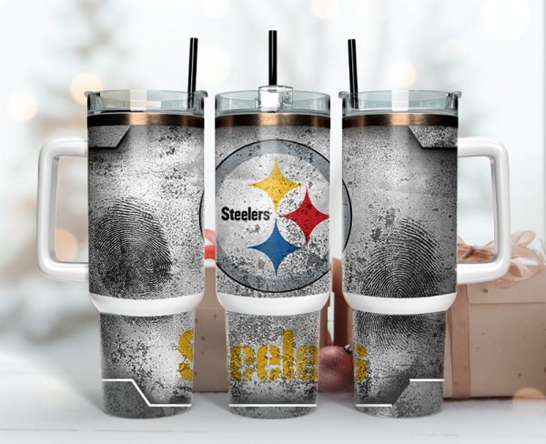 Pittsburgh Steelers NFL Fingerprint Effect Custom Stanley Quencher 30oz-40oz Stainless Steel Tumbler Hot And Cold Tumbler