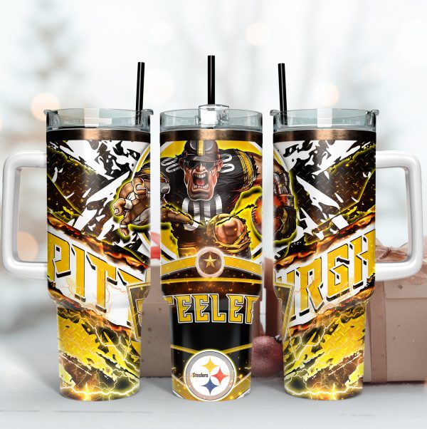 Pittsburgh Steelers NFL Mascot Custom Stanley Quencher 30oz-40oz Stainless Steel Tumbler Hot And Cold Tumbler