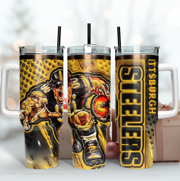 Pittsburgh Steelers NFL Mascot Custom Stanley Quencher 30oz-40oz Stainless Steel Tumbler Hot And Cold Tumbler