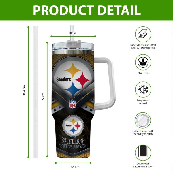 Pittsburgh Steelers NFL Custom Stanley Quencher 30oz-40oz Stainless Steel Tumbler Hot And Cold Tumbler - Image 2