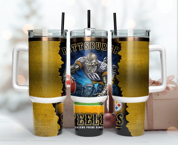Pittsburgh Steelers NFL Mascot Custom Stanley Quencher 30oz-40oz Stainless Steel Tumbler Hot And Cold Tumbler