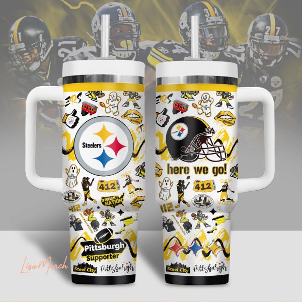 Pittsburgh Steelers NFL Custom Stanley Quencher 30oz-40oz Stainless Steel Tumbler Hot And Cold Tumbler