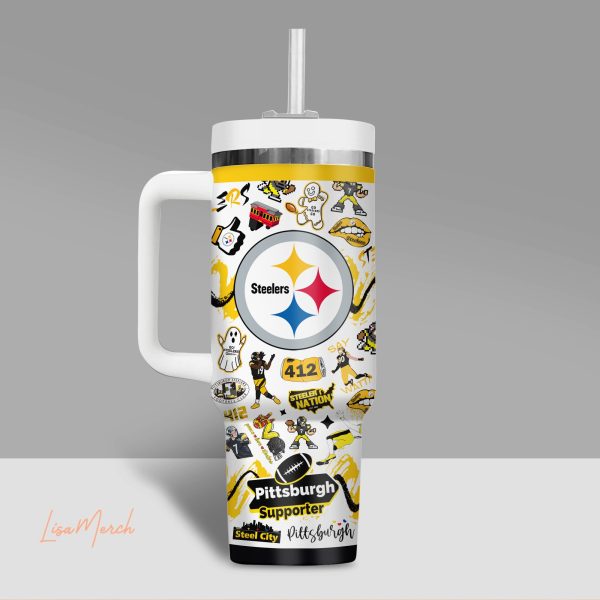 Pittsburgh Steelers NFL Custom Stanley Quencher 30oz-40oz Stainless Steel Tumbler Hot And Cold Tumbler - Image 2