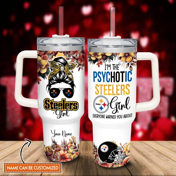 Pittsburgh Steelers NFL Custom Stanley Quencher 30oz-40oz Stainless Steel Tumbler