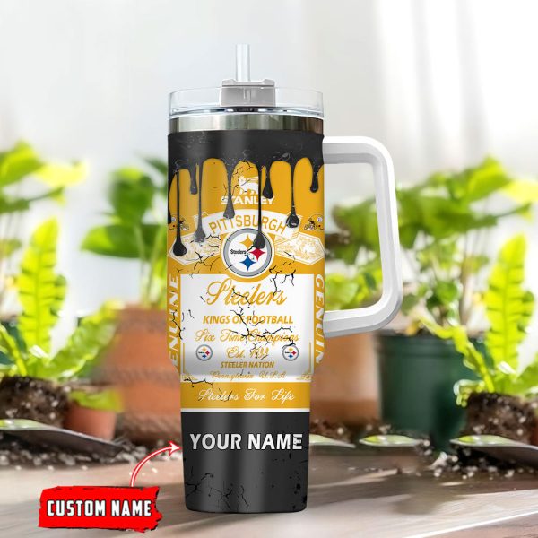Pittsburgh Steelers NFL Kings Of Football Custom Stanley Quencher 30oz-40oz Stainless Steel Tumbler Hot And Cold Tumbler - Image 2