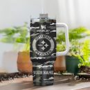 Pittsburgh Steelers NFL Camo Pattern Custom Stanley Quencher 30oz-40oz Stainless Steel Tumbler Hot And Cold Tumbler