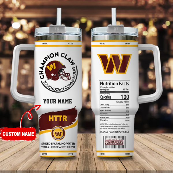 Washington Commanders NFL Champion Claw Custom Stanley Quencher 30oz-40oz Stainless Steel Tumbler Hot And Cold Tumbler