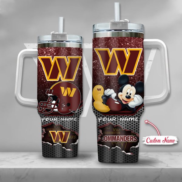 NFL Washington Commanders Mickey Mouse Custom Stanley Quencher 30oz-40oz Stainless Steel Tumbler Hot And Cold Tumbler