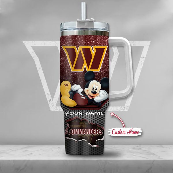 NFL Washington Commanders Mickey Mouse Custom Stanley Quencher 30oz-40oz Stainless Steel Tumbler Hot And Cold Tumbler - Image 2