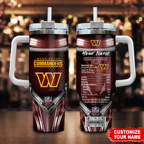Washington Commanders NFL Nutrition Facts Custom Stanley Quencher 30oz-40oz Stainless Steel Tumbler Hot And Cold Tumbler
