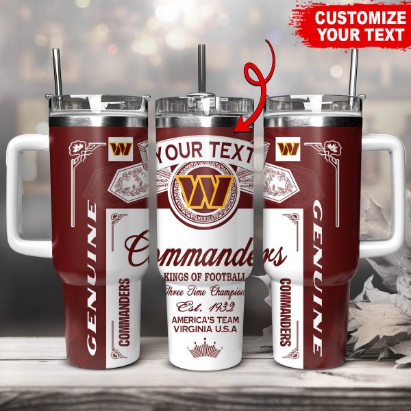 Washington Commanders NFL Kings Of Football Custom Stanley Quencher 30oz-40oz Stainless Steel Tumbler Hot And Cold Tumbler