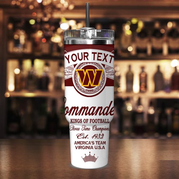 Washington Commanders NFL Kings Of Football Custom Stanley Quencher 30oz-40oz Stainless Steel Tumbler Hot And Cold Tumbler - Image 2
