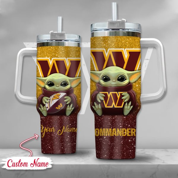 NFL Washington Commanders Baby Yoda Custom Stanley Quencher 30oz-40oz Stainless Steel Tumbler Hot And Cold Tumbler