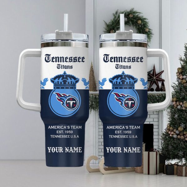 Tennessee Titans NFL Custom Stanley Quencher 30oz-40oz Stainless Steel Tumbler Hot And Cold Tumbler - Image 2