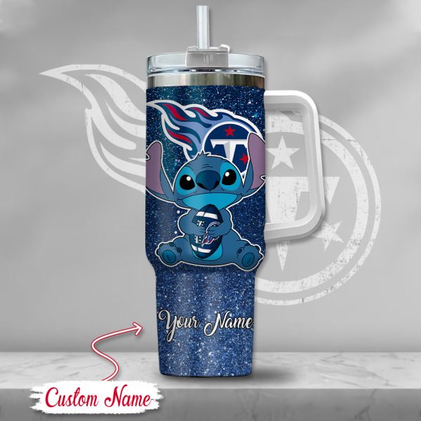 NFL Tennessee Titans Stitch Glitter Custom Stanley Quencher 30oz-40oz Stainless Steel Tumbler Hot And Cold Tumbler - Image 2