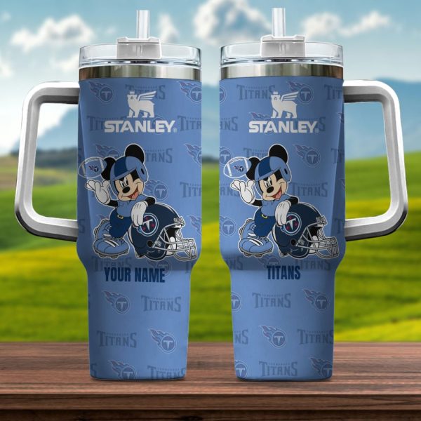 Tennessee Titans NFL Mickey Mouse Custom Stanley Quencher 30oz-40oz Stainless Steel Tumbler Hot And Cold Tumbler