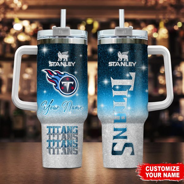 Tennessee Titans NFL Glitter Custom Stanley Quencher 30oz-40oz Stainless Steel Tumbler Hot And Cold Tumbler