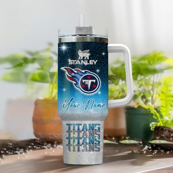 Tennessee Titans NFL Glitter Custom Stanley Quencher 30oz-40oz Stainless Steel Tumbler Hot And Cold Tumbler - Image 2
