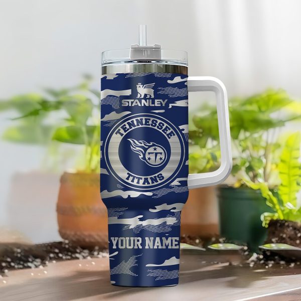 Tennessee Titans NFL Camo Pattern Custom Stanley Quencher 30oz-40oz Stainless Steel Tumbler Hot And Cold Tumbler - Image 2