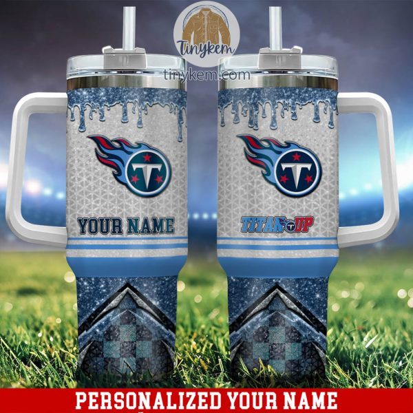 Tennessee Titans Glitter NFL Custom Stanley Quencher 30oz-40oz Stainless Steel Tumbler Hot And Cold Tumbler