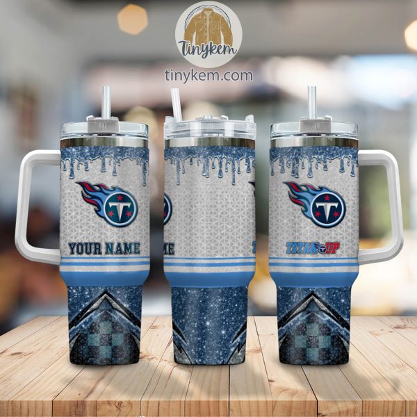 Tennessee Titans Glitter NFL Custom Stanley Quencher 30oz-40oz Stainless Steel Tumbler Hot And Cold Tumbler - Image 2