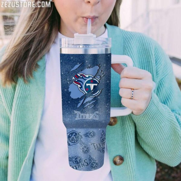 Tennessee Titans NFL Custom Stanley Quencher 30oz-40oz Stainless Steel Tumbler Hot And Cold Tumbler - Image 2