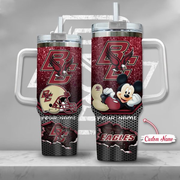 NCAA Boston College Eagles Mickey Mouse Custom Stanley Quencher 30oz-40oz Stainless Steel Tumbler Hot And Cold Tumbler