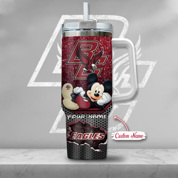 NCAA Boston College Eagles Mickey Mouse Custom Stanley Quencher 30oz-40oz Stainless Steel Tumbler Hot And Cold Tumbler - Image 2