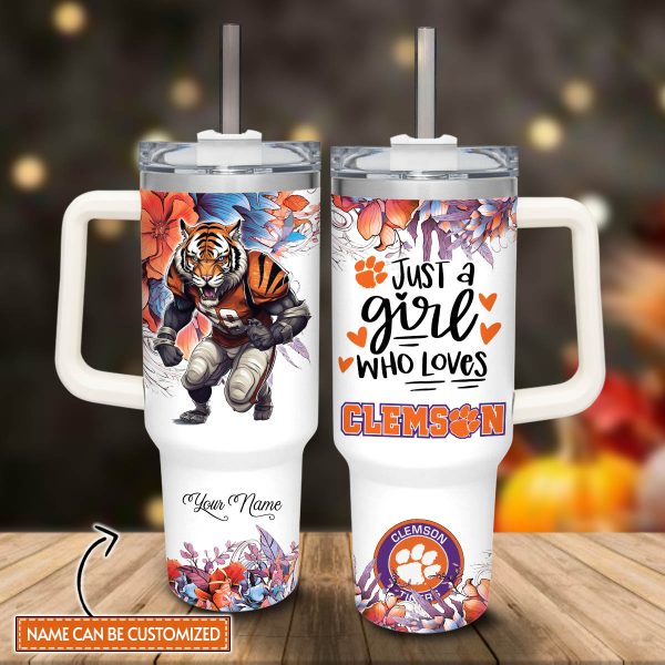 Clemson Tigers NCAA Custom Stanley Quencher 30oz-40oz Stainless Steel Tumbler Hot And Cold Tumbler