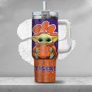 NCAA Clemson Tigers Baby Yoda Custom Stanley Quencher 30oz-40oz Stainless Steel Tumbler Hot And Cold Tumbler