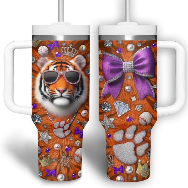 Clemson Tigers basketball NCAA Custom Stanley Quencher 30oz-40oz Stainless Steel Tumbler Hot And Cold Tumbler
