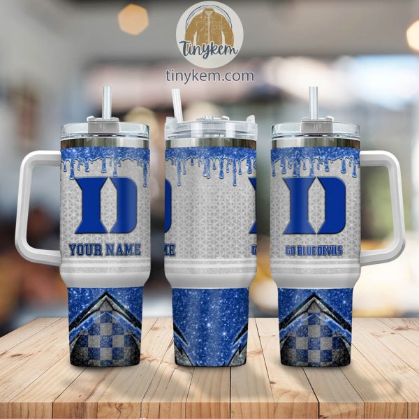 Duke Blue Devils Glitter NCAA Custom Stanley Quencher 30oz-40oz Stainless Steel Tumbler Hot And Cold Tumbler - Image 2